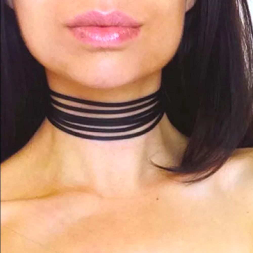 Black layered choker necklace